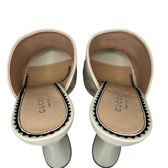 Gucci Janaya GG Studded Platform Sandals Mystic White Size 39 + Box & Dust Bags - Picture 11 of 12